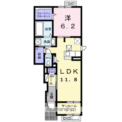 サンライフ・イン鯖江　Ａ[1LDK/50.03m2]の間取図