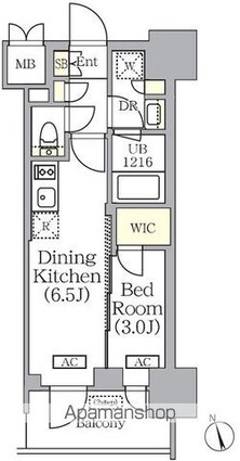 プライムガーデン銀座八丁堀[1DK/26.7m2]の間取図