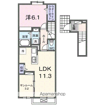 シャーロック[1LDK/50.74m2]の間取図