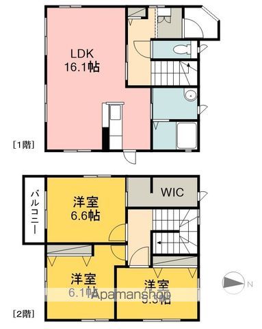 伊予鉄道郡中線 鎌田駅 徒歩5分 2階建 築21年の間取り写真