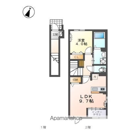 滋賀県長浜市室町[1LDK/42.81m2]の間取図