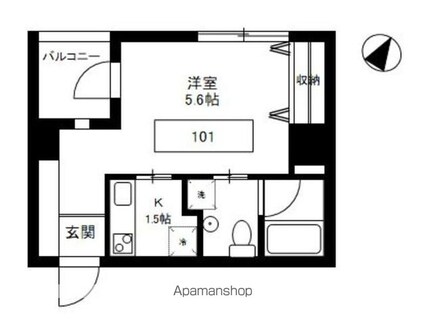 東京都台東区上野桜木１丁目[1R/24.19m2]の間取図