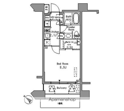 パークアクシス西ヶ原[1K/29.89m2]の間取図