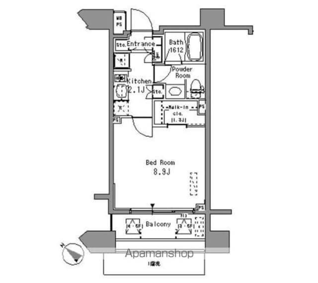 パークアクシス西ヶ原[1K/29.89m2]の間取図
