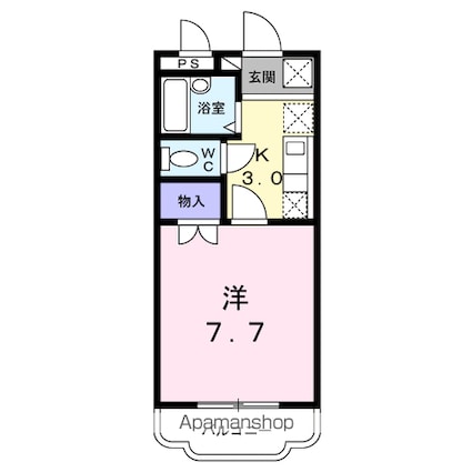 サンフラワー[1K/24.28m2]の間取図