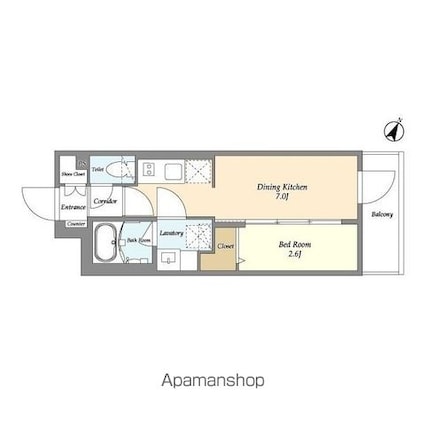 グランカーサ千駄木[1DK/25.09m2]の間取図