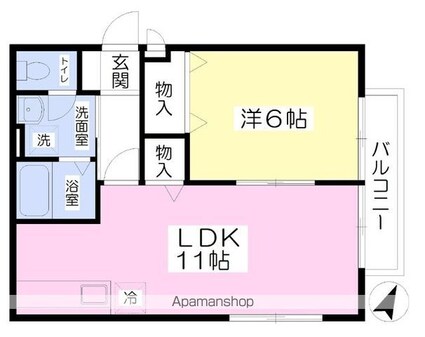 ディアハイム古三津[1LDK/40.92m2]の間取図