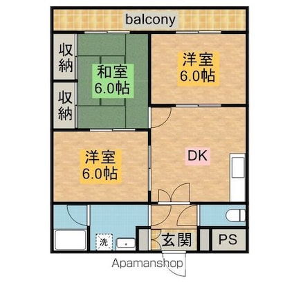 中ビル[2LDK/53.4m2]の間取図