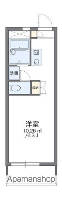 レオパレスカーサ・ベル[1K/19.87m2]の間取図