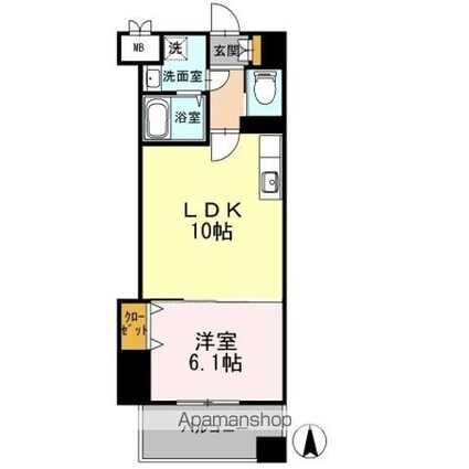 カスタリア志賀本通[1LDK/37.71m2]の間取図