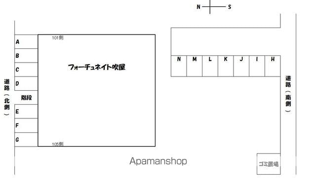 フォーチュネイト吹屋[3DK/57.24m2]の配置図