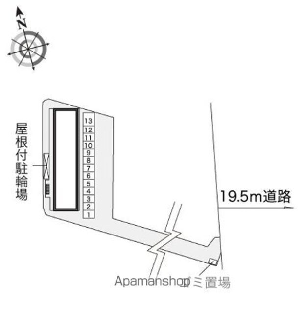 レオパレスなぐさ[1K/23.18m2]の配置図