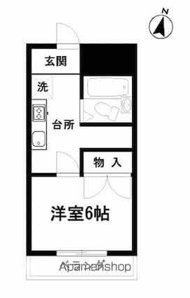 山良コーポ[1K/26.44m2]の間取図