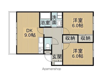 サンリツ・プレース浜沢Ａ棟[2DK/51.99m2]の間取図