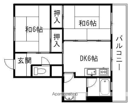 ハイツ中川[2DK/45m2]の間取図