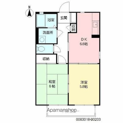 ルーチェレ・ドーマ　Ｂ棟[1LDK/44.33m2]の間取図