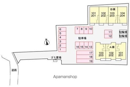 グランディール２８　Ｂ[1LDK/47.08m2]の配置図