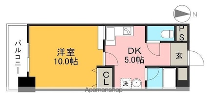 エルミタージュ天神[1DK/35.05m2]の間取図