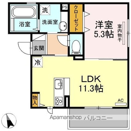 エスポワール宇美[1LDK/40.92m2]の間取図