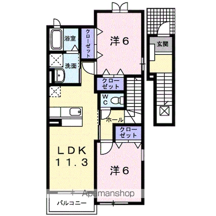 レーブ　グランドゥール・アイ[2LDK/58.48m2]の間取図