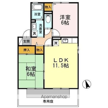 香川県高松市円座町[2LDK/54.38m2]の間取図