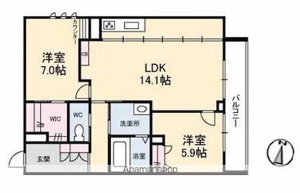 Ｋａｎｏｎ岩崎[2LDK/72.53m2]の間取図