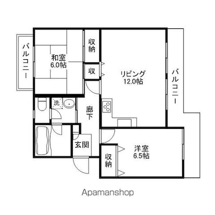 ラスディ守山[2LDK/61.89m2]の間取図