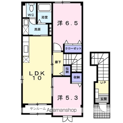 フィオーレ．Ｋ　Ｂ[2LDK/56.6m2]の間取図