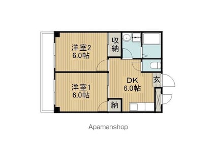 メゾン・ド・アニヴェルセル[2DK/37.59m2]の間取図