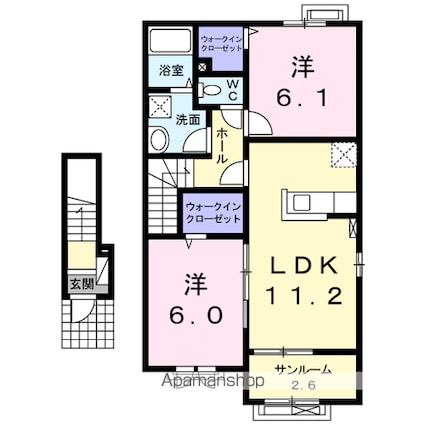 エセックス　レジーナ　Ⅰ[2LDK/61.96m2]の間取図