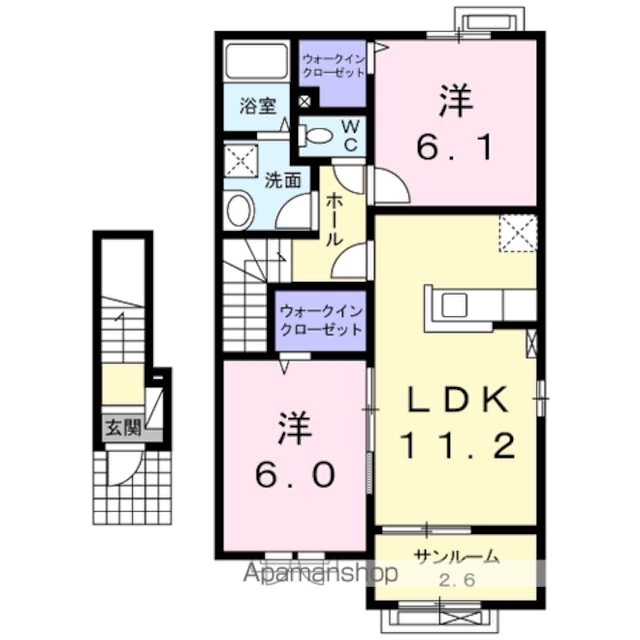 エセックス　レジーナ　Ⅰ[2LDK/61.96m2]の間取図