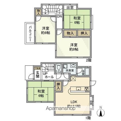 野田市 2階建 築38年の間取り写真