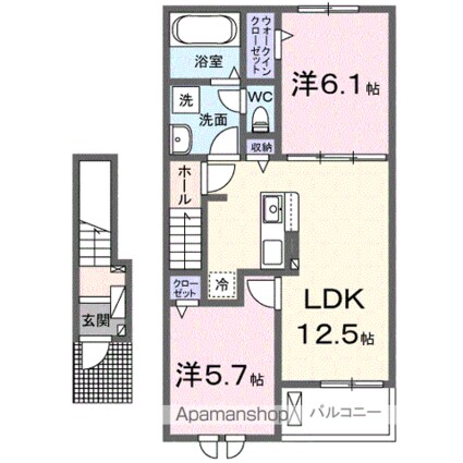 仮）有本アパート[2LDK/56.48m2]の間取図