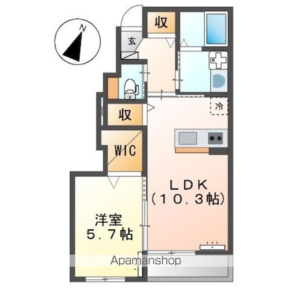 セントフィールドＡ[1LDK/43.2m2]の間取図