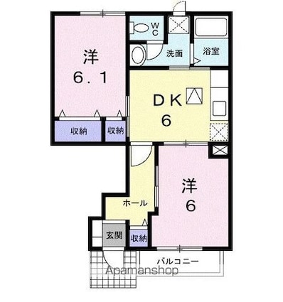 Ｍ・Ｋハイツ[2DK/45.82m2]の間取図