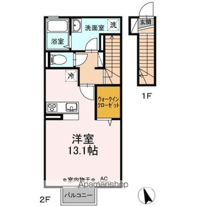 腰浜リバーサイド[1R/41.27m2]の間取図