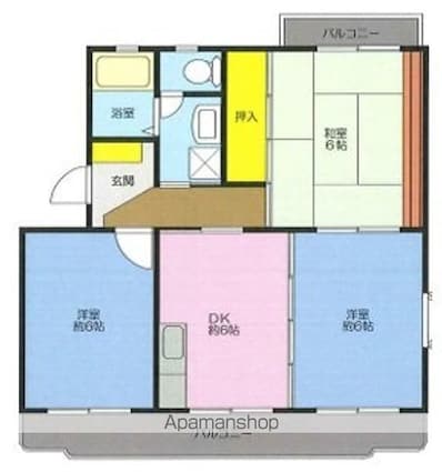 クレールドミーゼ[3DK/55.4m2]の間取図