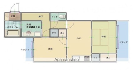広島県広島市中区千田町２丁目[2DK/46.84m2]の間取図