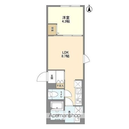 ウェルスクエア笹塚Ⅱ[1LDK/31.65m2]の間取図
