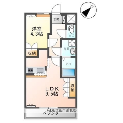 ローズハート[1LDK/36m2]の間取図