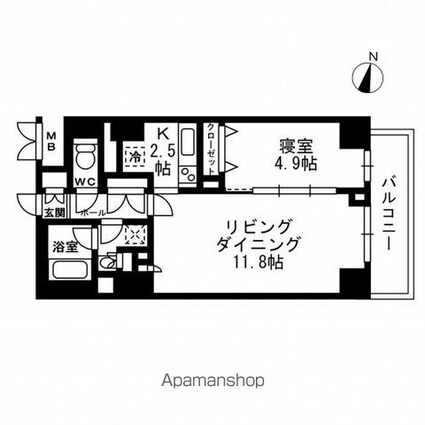 パークフラッツ学芸大学[1LDK/46.43m2]の間取図