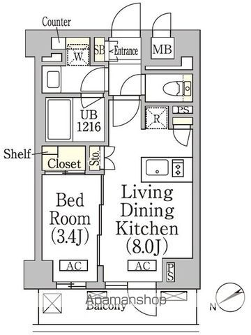 【新宿区高田馬場のマンションの間取り】