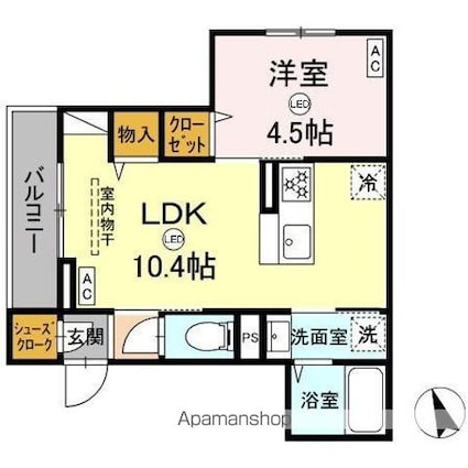 ＡｓｓｅｔーＣｏｕｒｔ立川富士見町　Ａ[1LDK/35.37m2]の間取図