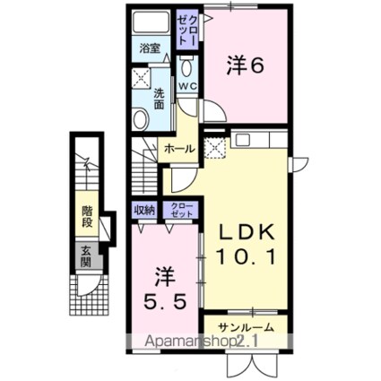 ユーストマ尾山Ⅰ[2LDK/57.25m2]の間取図