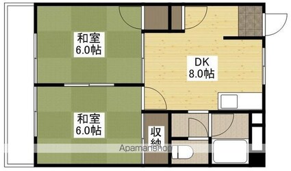 広島県広島市中区上八丁堀[2DK/47.6m2]の間取図