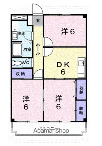 【岐阜市六条片田のマンションの間取り】