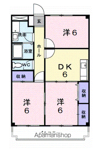 岐阜市六条片田のマンションの間取り