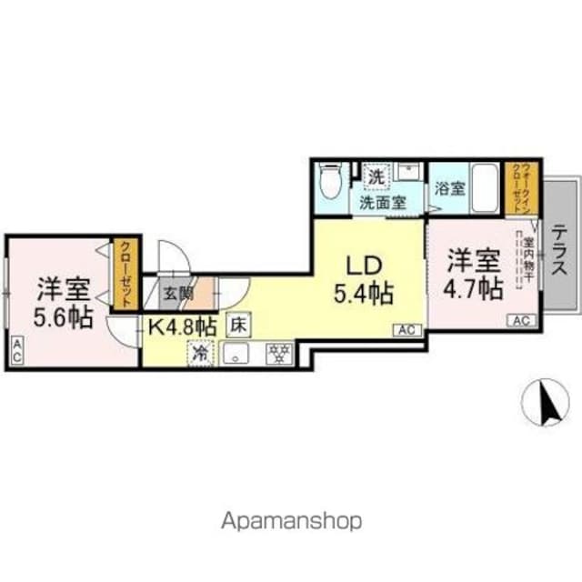 セレスティア西ケ原[2LDK/44.05m2]の間取図
