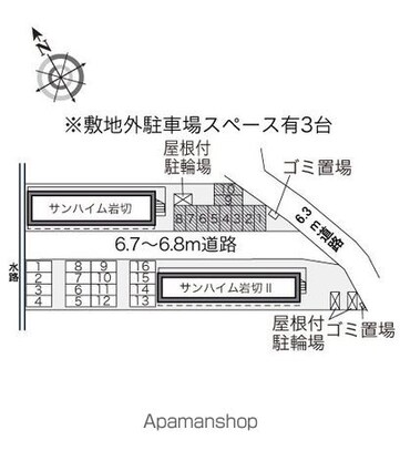 レオパレスサンハイム岩切[1K/23.18m2]の配置図