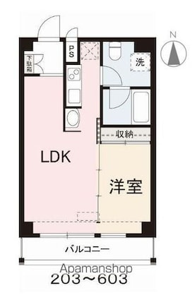 コリドールベルエア[1LDK/33.49m2]の間取図